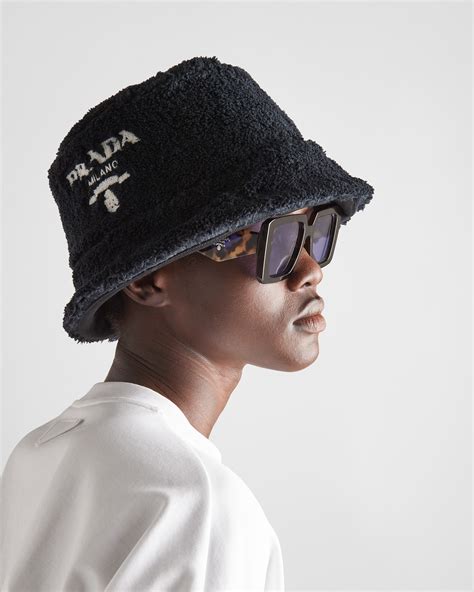 prada terry hat|Black/white Terrycloth bucket hat .